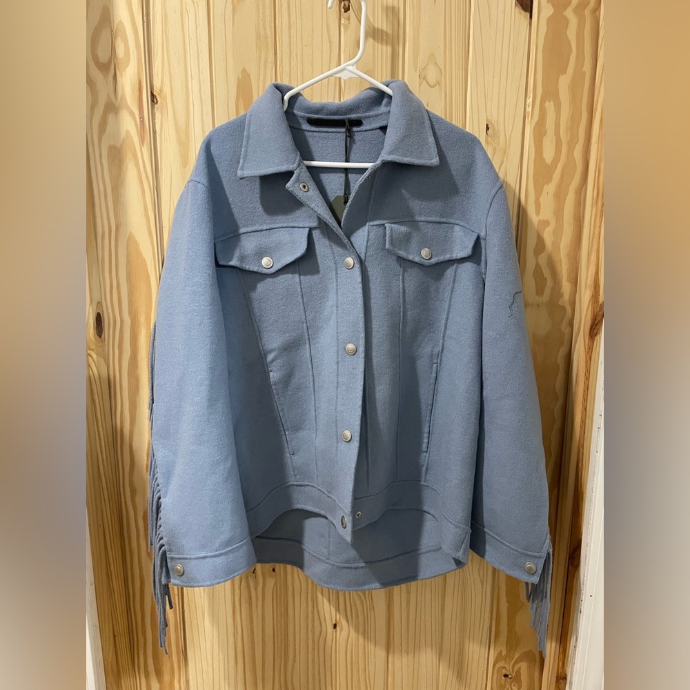 ALLSAINTS Fringe Frankie Jacket Fern Blue | US 10| NWT